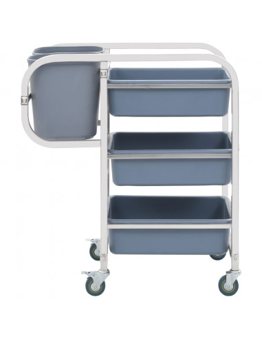 Carrello da Cucina con Contenitori in Plastica 82x43,5x93 cm