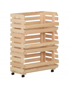 Carrello Portaverdure 57x30x80 cm in Legno Massello di Pino 2