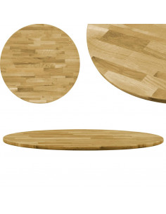 Piano del Tavolo Legno Massello di Rovere Circolare 23mm 700mm 2