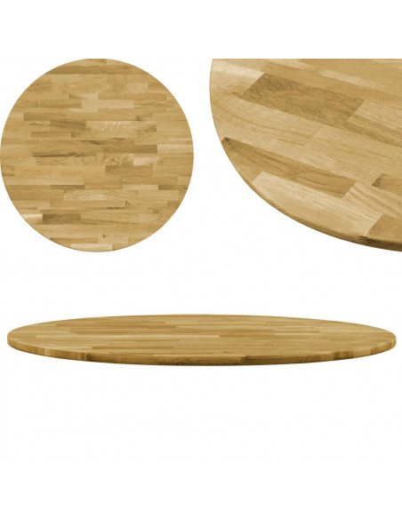 Piano del Tavolo Legno Massello di Rovere Circolare 23mm 700mm
