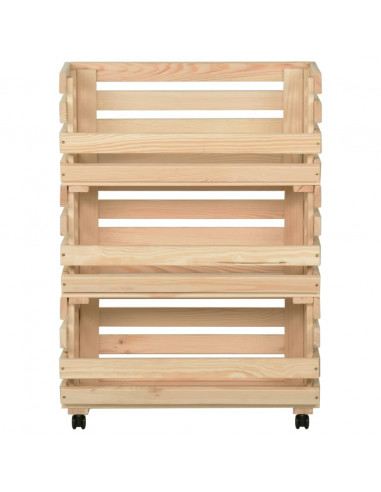 Carrello Portaverdure 57x30x80 cm in Legno Massello di Pino