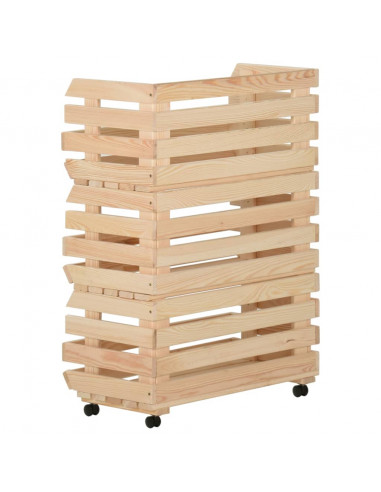 Carrello Portaverdure 57x30x80 cm in Legno Massello di Pino