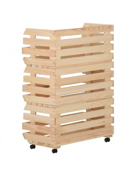 Carrello Portaverdure 57x30x80 cm in Legno Massello di Pino