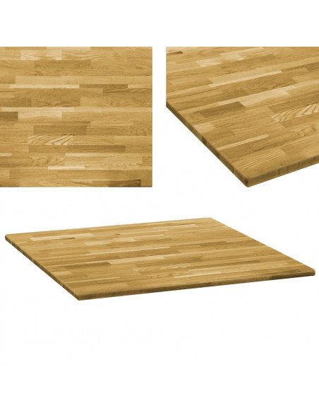 Piano del Tavolo Legno Massello di Rovere Quadrato 23mm 80x80cm