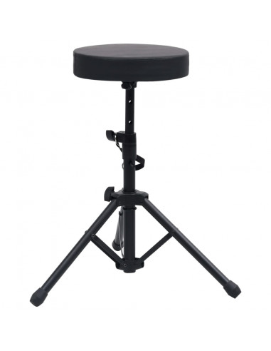 Sgabello per Batteria Regolabile Nero Rotondo