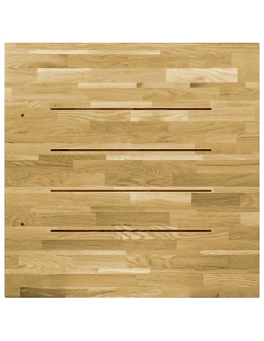 Piano del Tavolo Legno Massello di Rovere Quadrato 23mm 80x80cm