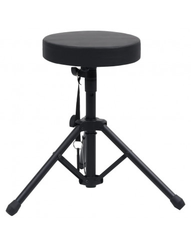 Sgabello per Batteria Regolabile Nero Rotondo