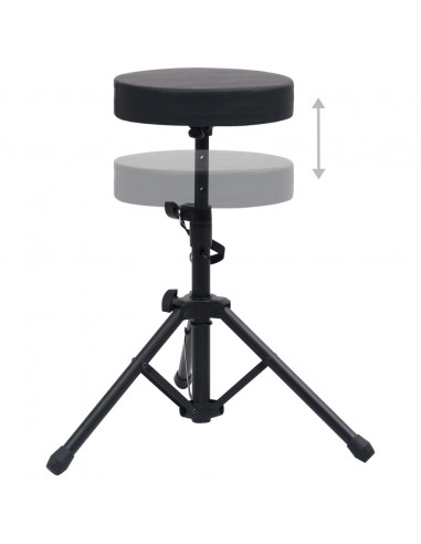 Sgabello per Batteria Regolabile Nero Rotondo