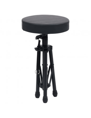 Sgabello per Batteria Regolabile Nero Rotondo