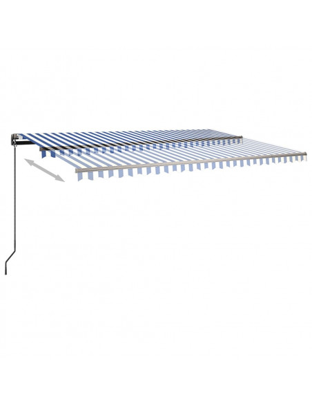 Tenda Automatica con Sensore Vento e LED 500x350 cm Blu Bianca