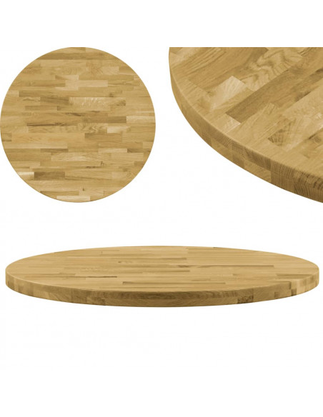 Piano del Tavolo Legno Massello di Rovere Circolare 44mm 400mm