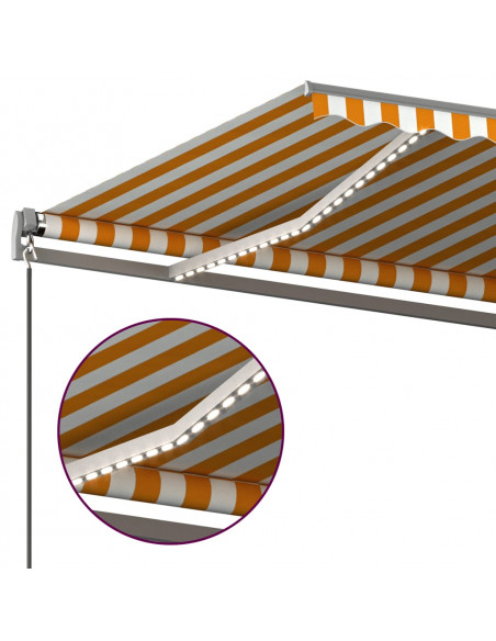 Tenda Automatica Sensore Vento e LED 500x350 cm Gialla Bianca