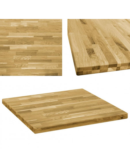 Piano del Tavolo Legno Massello di Rovere Quadrato 44mm 80x80cm