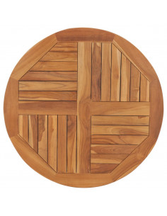 Piano Tavolo in Legno Massello di Teak Rotondo 2,5 cm 80 cm 2