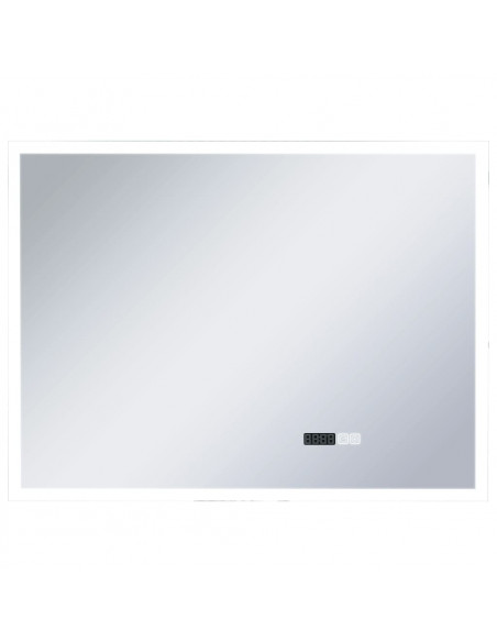 Specchio LED Bagno con Sensore Tattile e Schermo Orario 80x60cm