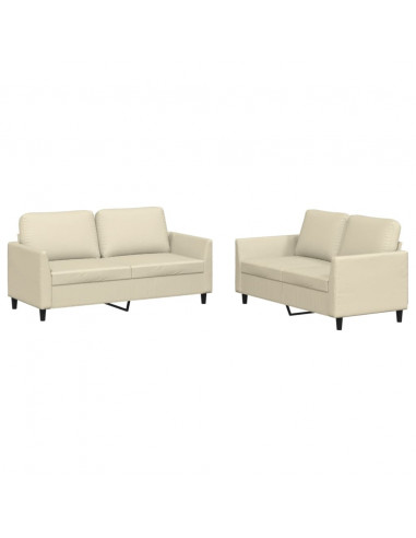 Set di Divani 2 pz con Cuscini crema in Similpelle