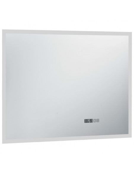 Specchio LED Bagno con Sensore Tattile e Schermo Orario 80x60cm