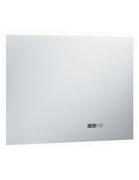 Specchio LED Bagno con Sensore Tattile e Schermo Orario 80x60cm