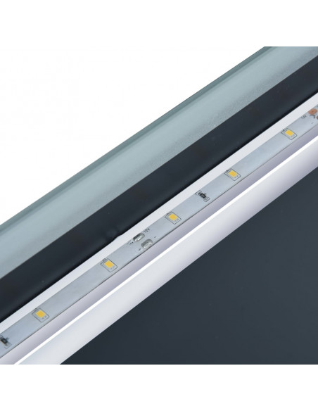 Specchio LED Bagno con Sensore Tattile e Schermo Orario 80x60cm