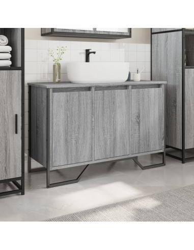 Mobile Lavabo Bagno Grigio Sonoma 91x35x60 cm in Truciolato