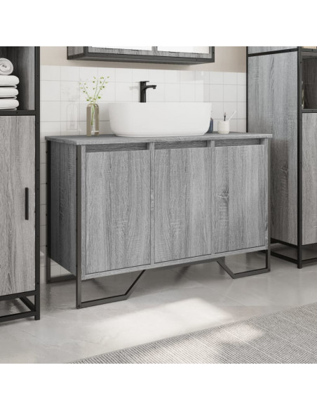 Mobile Lavabo Bagno Grigio Sonoma 91x35x60 cm in Truciolato