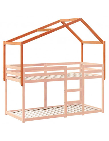 Tetto Letto Bambini Marrone Cera 213x85,5x144,5cm Massello Pino