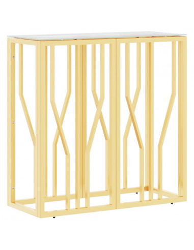 Tavolino Consolle Oro 70x30x70 cm in Acciaio Inox e Vetro