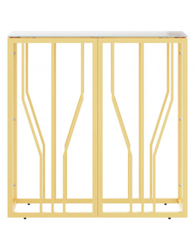 Tavolino Consolle Oro 70x30x70 cm in Acciaio Inox e Vetro