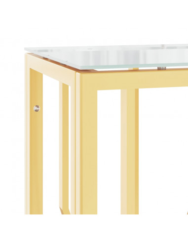 Tavolino Consolle Oro 70x30x70 cm in Acciaio Inox e Vetro