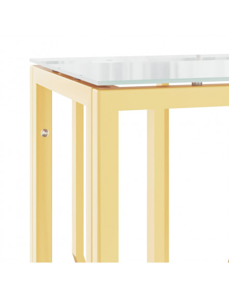 Tavolino Consolle Oro 70x30x70 cm in Acciaio Inox e Vetro
