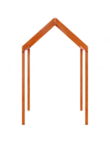 Tetto Letto Bambini Marrone Cera 207x95,5x159 cm Massello Pino