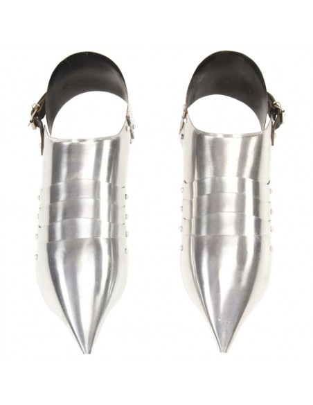 Scarpe d'Armi per Cavalieri Medievali LARP Argento in Acciaio