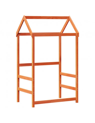 Tetto Letto Bambini Marrone Cera 118x70x176,5 cm Massello Pino