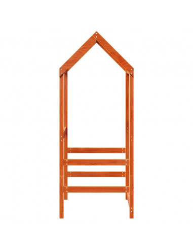 Tetto Letto Bambini Marrone Cera 118x70x176,5 cm Massello Pino