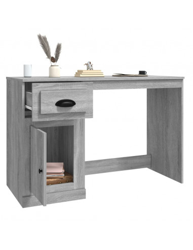Scrivania Cassetto Grigio Sonoma 115x50x75 cm Legno Multistrato