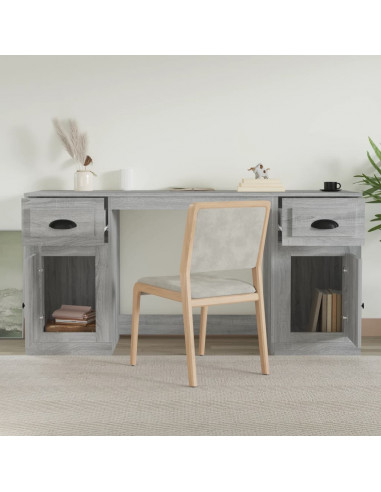 Scrivania con Armadietto Grigio Sonoma in Legno Multistrato