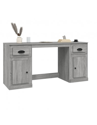 Scrivania con Armadietto Grigio Sonoma in Legno Multistrato