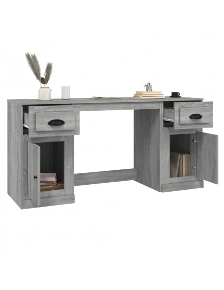Scrivania con Armadietto Grigio Sonoma in Legno Multistrato