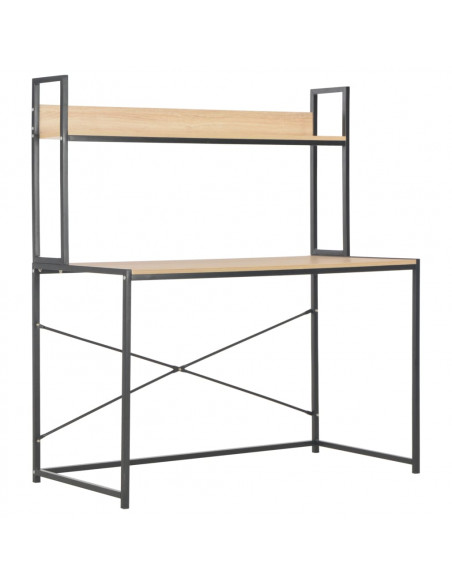 Scrivania per Computer Nera e Rovere 120x60x138 cm