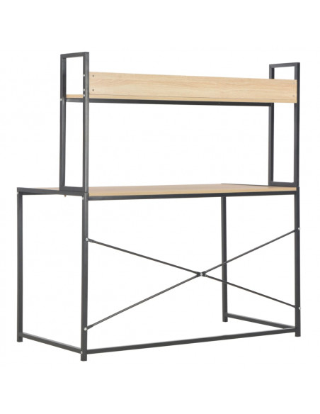 Scrivania per Computer Nera e Rovere 120x60x138 cm