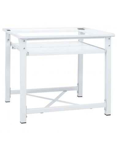 Supporto Lavatrice e Asciugatrice con Mensola Estraibile Bianco