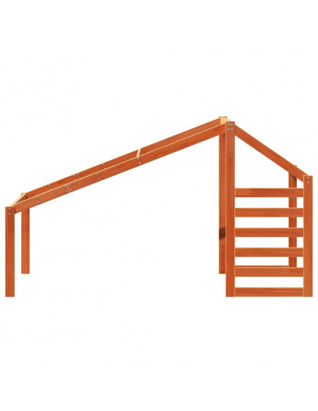 Tetto Letto Bambini Marrone Cera 188x97x113 Legno Massello Pino