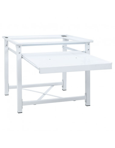 Supporto Lavatrice e Asciugatrice con Mensola Estraibile Bianco