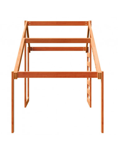 Tetto Letto Bambini Marrone Cera 188x97x113 Legno Massello Pino