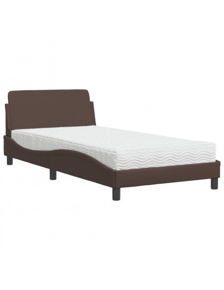 Letto con Materasso Marrone 100x200cm in Similpelle