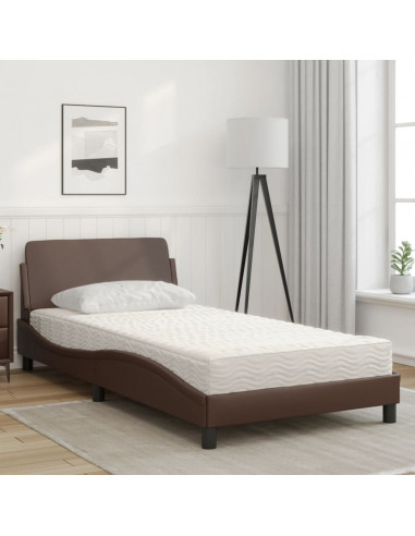 Letto con Materasso Marrone 100x200cm in Similpelle
