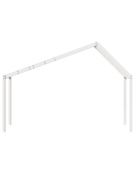 Tetto Letto Bambini Bianco 203x80,5x142 cm Legno Massello Pino