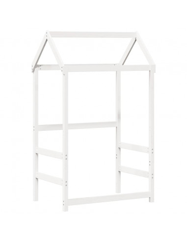 Tetto Letto Bambini Bianco 118x70x176,5 cm Legno Massello Pino