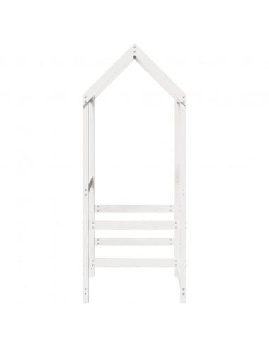 Tetto Letto Bambini Bianco 118x70x176,5 cm Legno Massello Pino