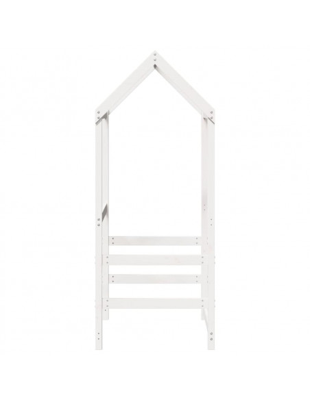 Tetto Letto Bambini Bianco 118x70x176,5 cm Legno Massello Pino